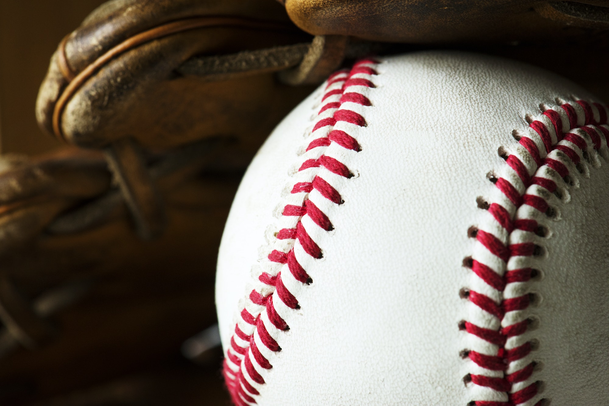 Closeup of baseball ball